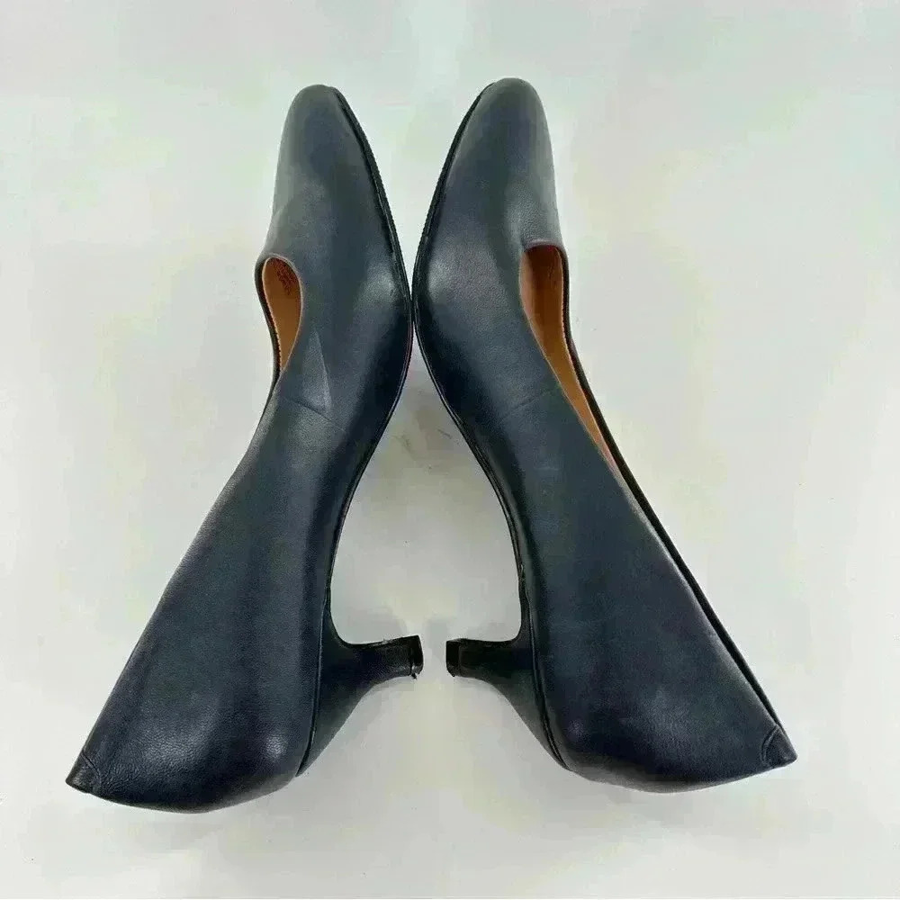 Trotters womens Kiera heels size 6 N navy blue leather pointy toe career pumps - Picture 6 of 12